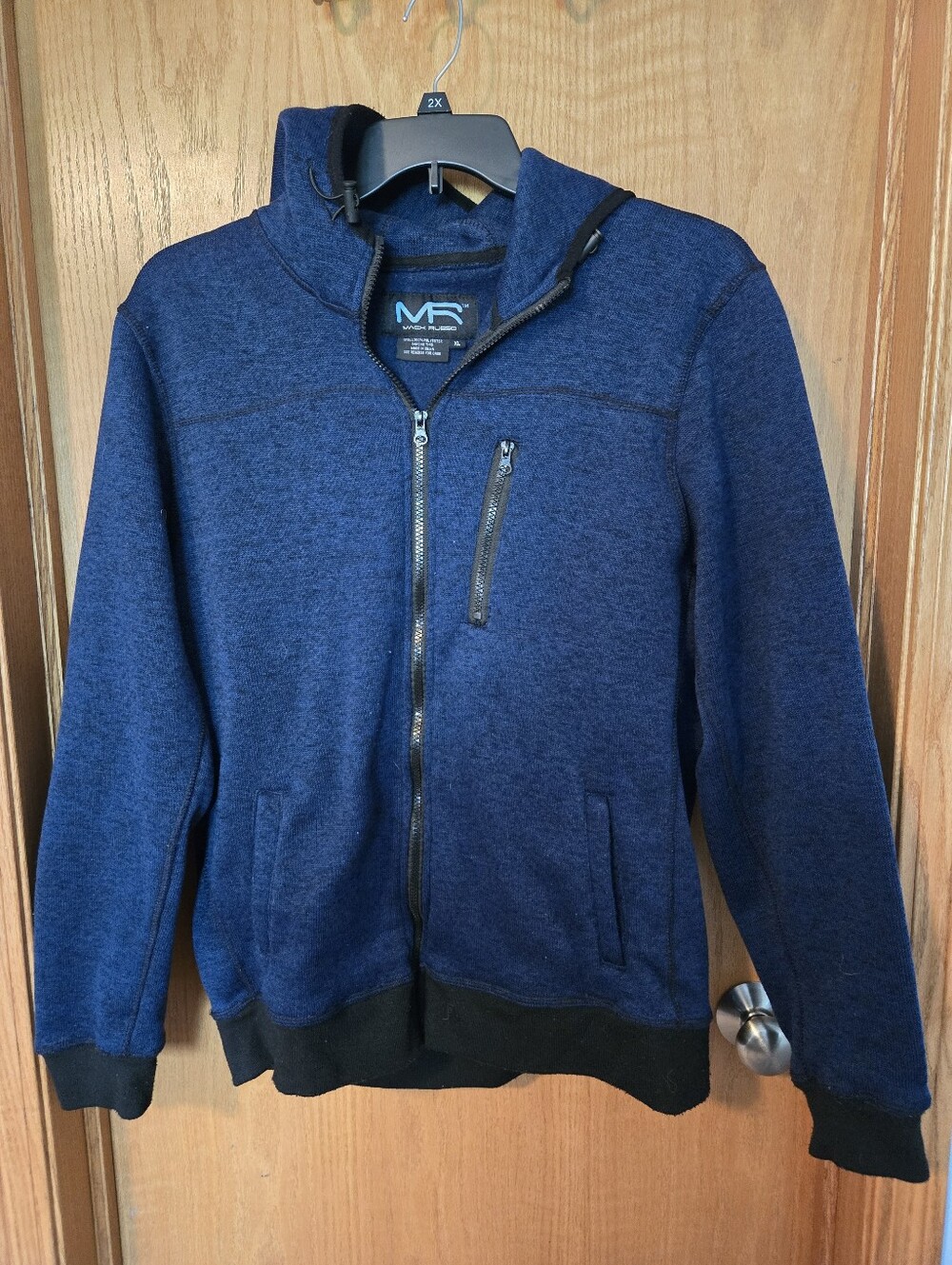 Blue Full-Zip Men's Hooded Jacket